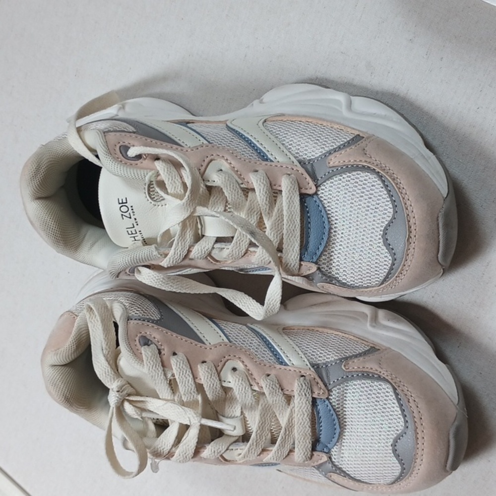 Rachel Zoe Cream and Gray Retro Sneakers